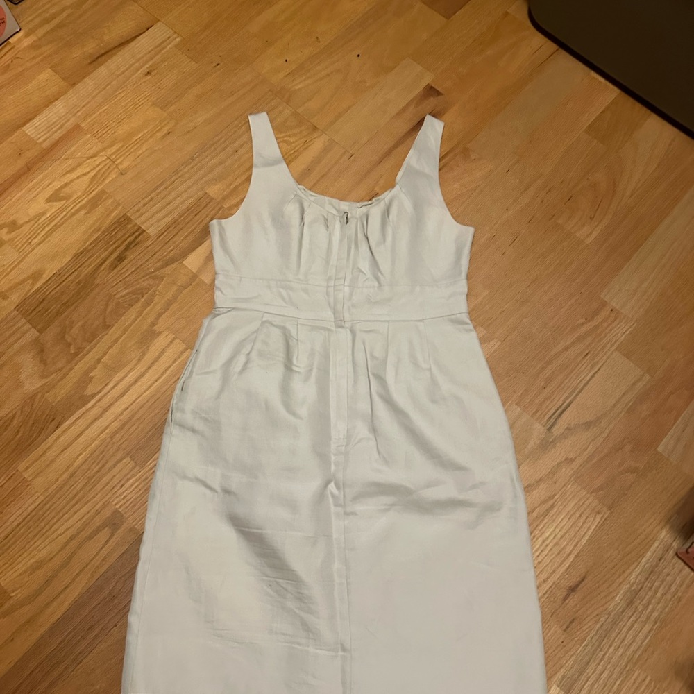 J. Crew White/Gray Sleeveless Sheath Dress for Wedding Guest